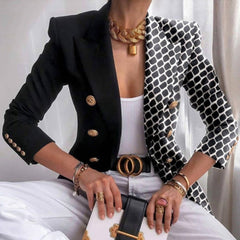 Autumn Office Lady Elegant Butterfly Print Blazer Coat Fashion Turn-Down Collar Women Outerwear Spring Casual Long Sleeve Jacket