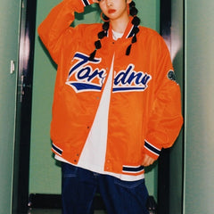 Letter Embroidery Bomber Jacket Streetwear Women casual Baseball Jacket Coats 2021 sweatshirts top Women's Loose Bomber Jackets