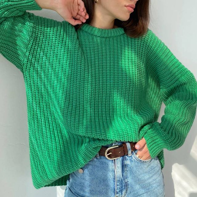 Women's Knitted Thicken Pullovers Sweater Autumn Winter Oversize Long Sleeve Casual Loose Sweaters Female Solid 2021 Ladies Top