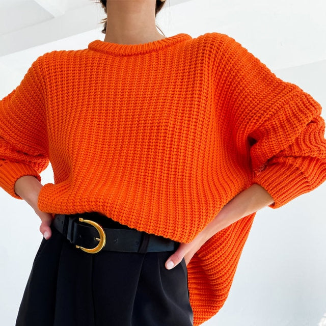 Women's Knitted Thicken Pullovers Sweater Autumn Winter Oversize Long Sleeve Casual Loose Sweaters Female Solid 2021 Ladies Top