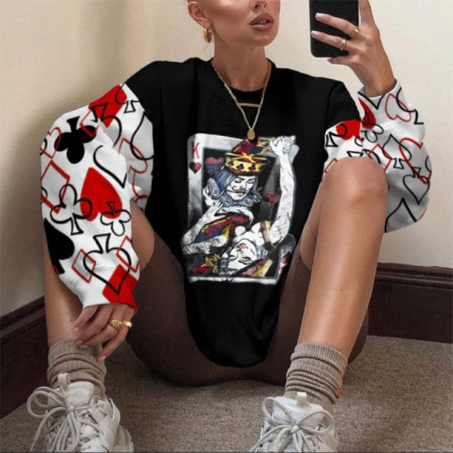 Lizakosht Pink Black Letter Print Oversized Crewneck Sweatshirt Women Loose O Neck Long Sleeve Pullover Thin Fashion Tops Spring Fall