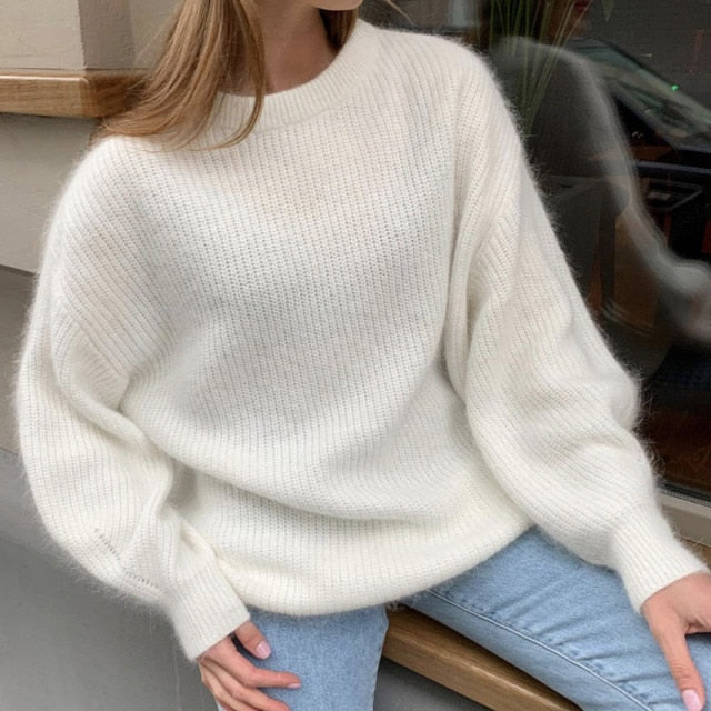 Women's Knitted Thicken Pullovers Sweater Autumn Winter Oversize Long Sleeve Casual Loose Sweaters Female Solid 2021 Ladies Top