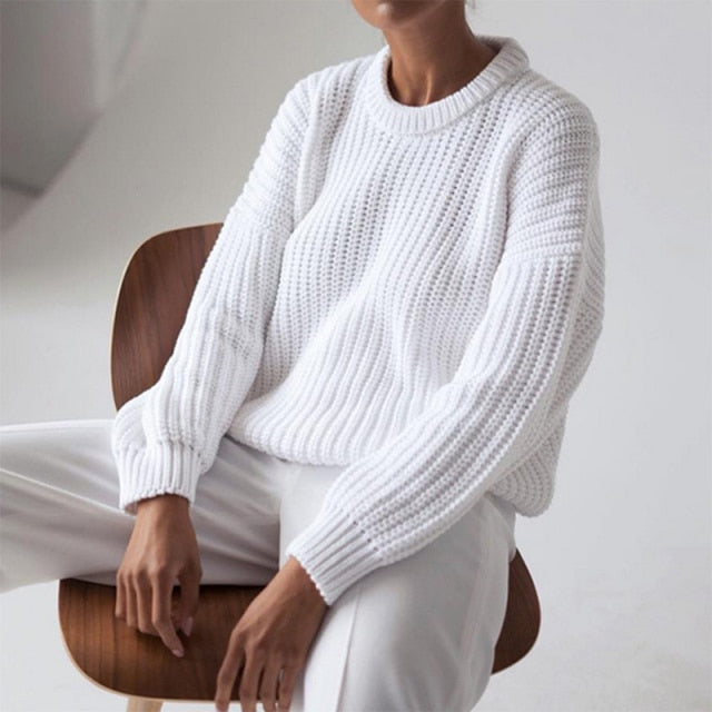 Women's Knitted Thicken Pullovers Sweater Autumn Winter Oversize Long Sleeve Casual Loose Sweaters Female Solid 2021 Ladies Top