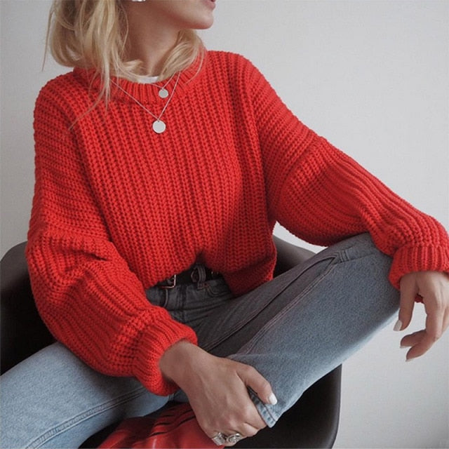 Women's Knitted Thicken Pullovers Sweater Autumn Winter Oversize Long Sleeve Casual Loose Sweaters Female Solid 2021 Ladies Top