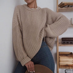 Women's Knitted Thicken Pullovers Sweater Autumn Winter Oversize Long Sleeve Casual Loose Sweaters Female Solid 2021 Ladies Top
