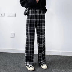 Lucyever Oversize 3XL Plaid Pants Women Retro Casual Loose Wide Leg Trousers Harajuku Hip-hop All-match Unisex Streetwear Pants