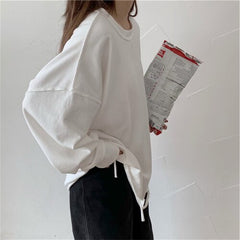 Hot Autumn winter thin Cotton long Women sweatshirt oversized solid hoodies Harajuku Long sleeve Hole Tops Female pink Pullovers