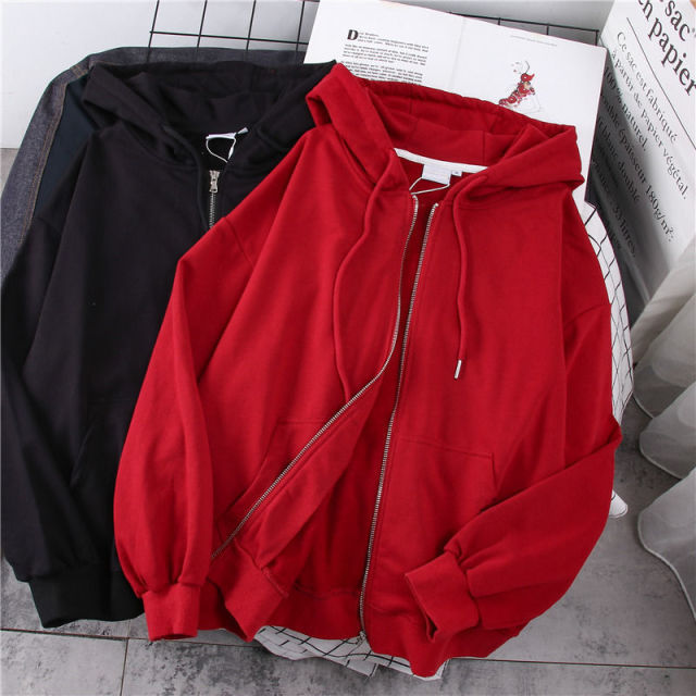 Lazy Plush And Thick Zipper Autumn Winter Fashion Women's Sweatshirts Hoodie Coats 2021 Korean Plain Long Sleeve Women