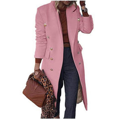 Woolen Coat Women White Pink Khaki Lapel Fashion Slim Tops 2021 New Autumn Winter Plus Size Temperament Long Blends Jacket GH517