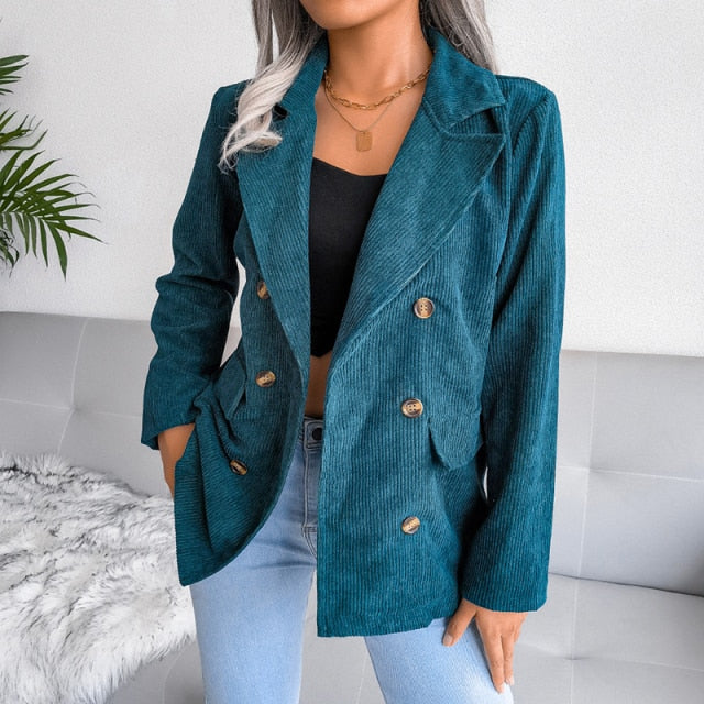 Sexy V Neck Golden Velvet Small Suit Jacket Autumn New Women Slim Solid Color Long Sleeves Coat Elegant Office Lady Party Jacket