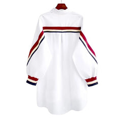 Button Up Shirt Women Striped Longer Shirt Loose Long Sleeve Autumn Polo Collar Lady Coat Harajuku Plus Size Fashion Tops Korean